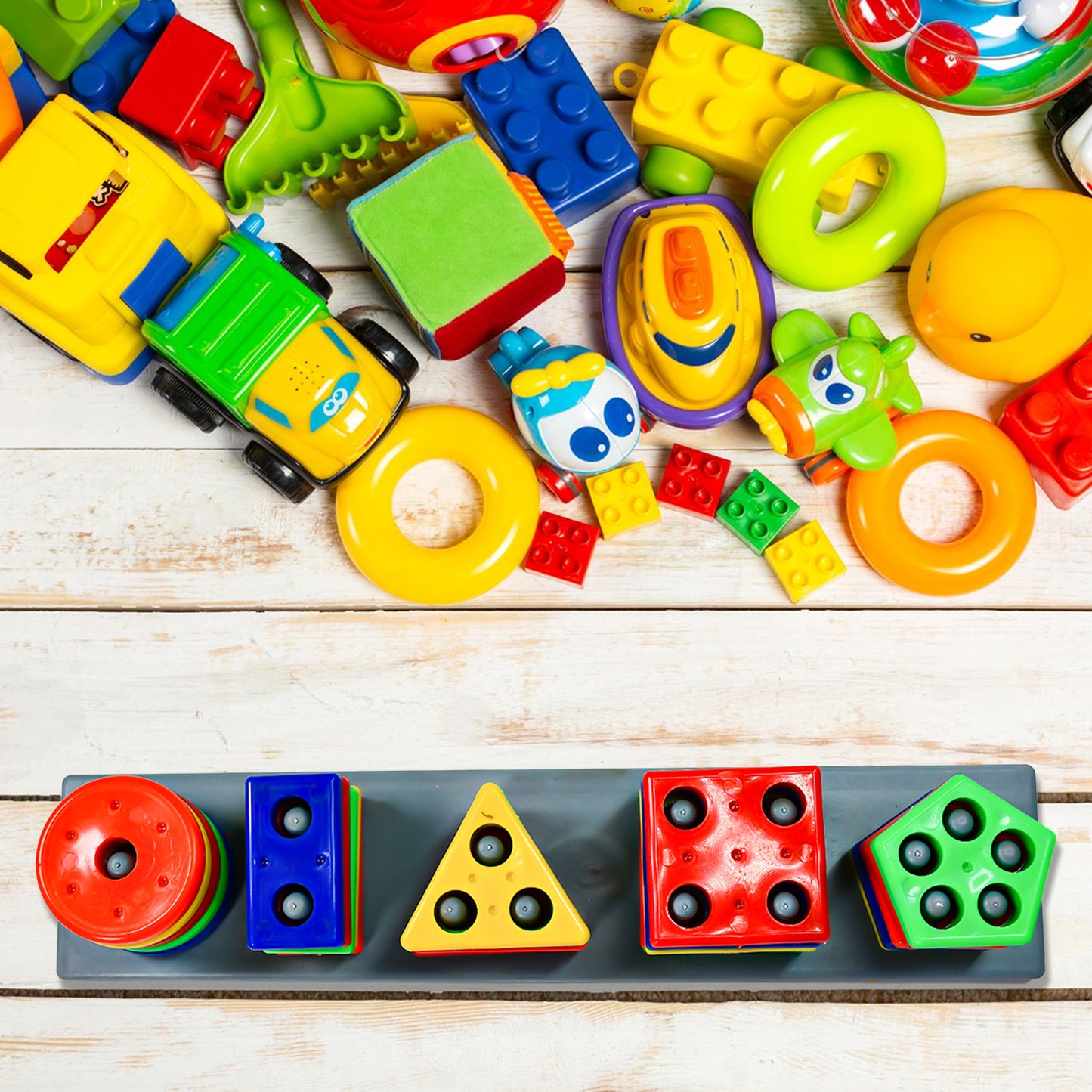Wukusy educational toy set with geometric brick blocks featuring 5 angles, designed for preschool kids' learning and matching play.