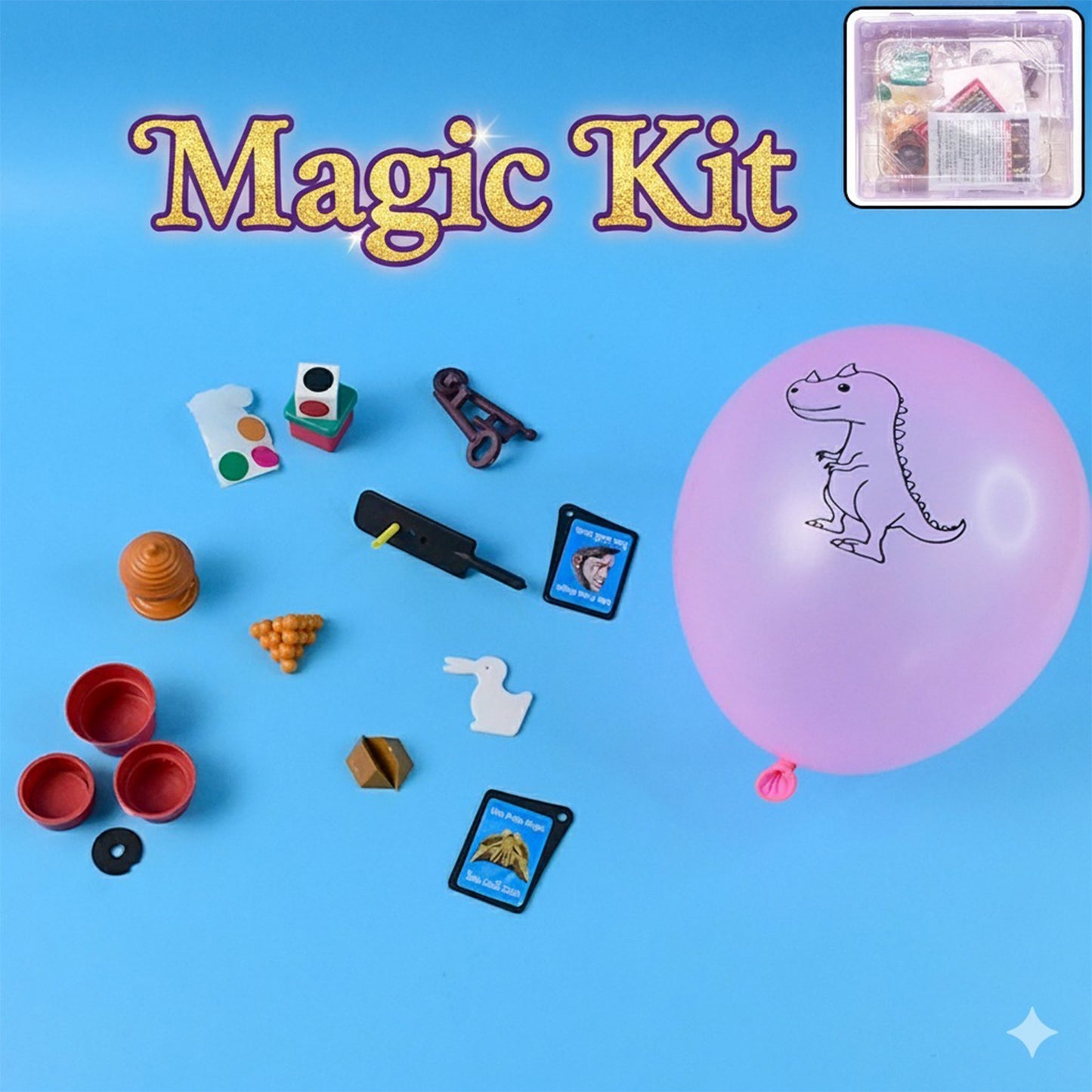 Wukusy Aditi Kids Magic Kit Toy Set with 10 pieces, including magic wands, cards, and accessories for kids' magic tricks.