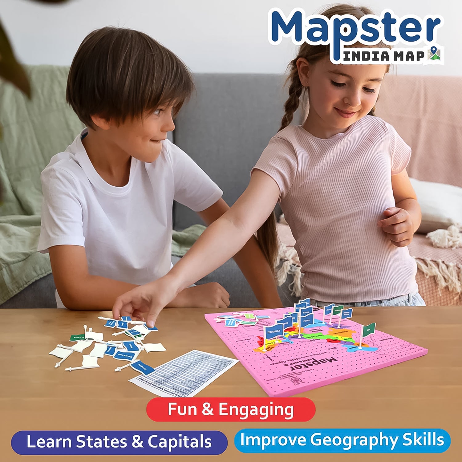 Wukusy Aditi Mapster India map EVA foam puzzle set for children, featuring colorful, educational map pieces for learning and play.