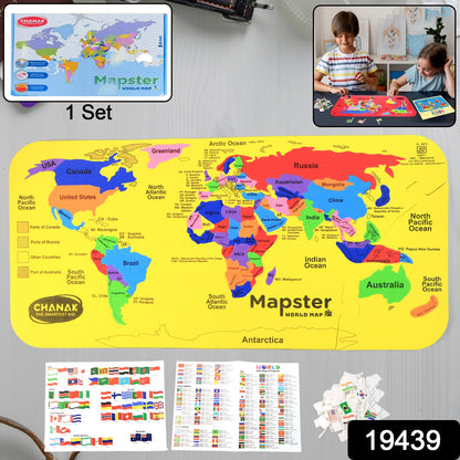 Wukusy Aditi Mapster World Map Eva Foam Puzzle Set with colorful foam puzzle pieces of a world map for kids.