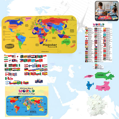 Wukusy Aditi Mapster World Map Eva Foam Puzzle Set for kids, featuring colorful, interlocking foam puzzle pieces of a world map.