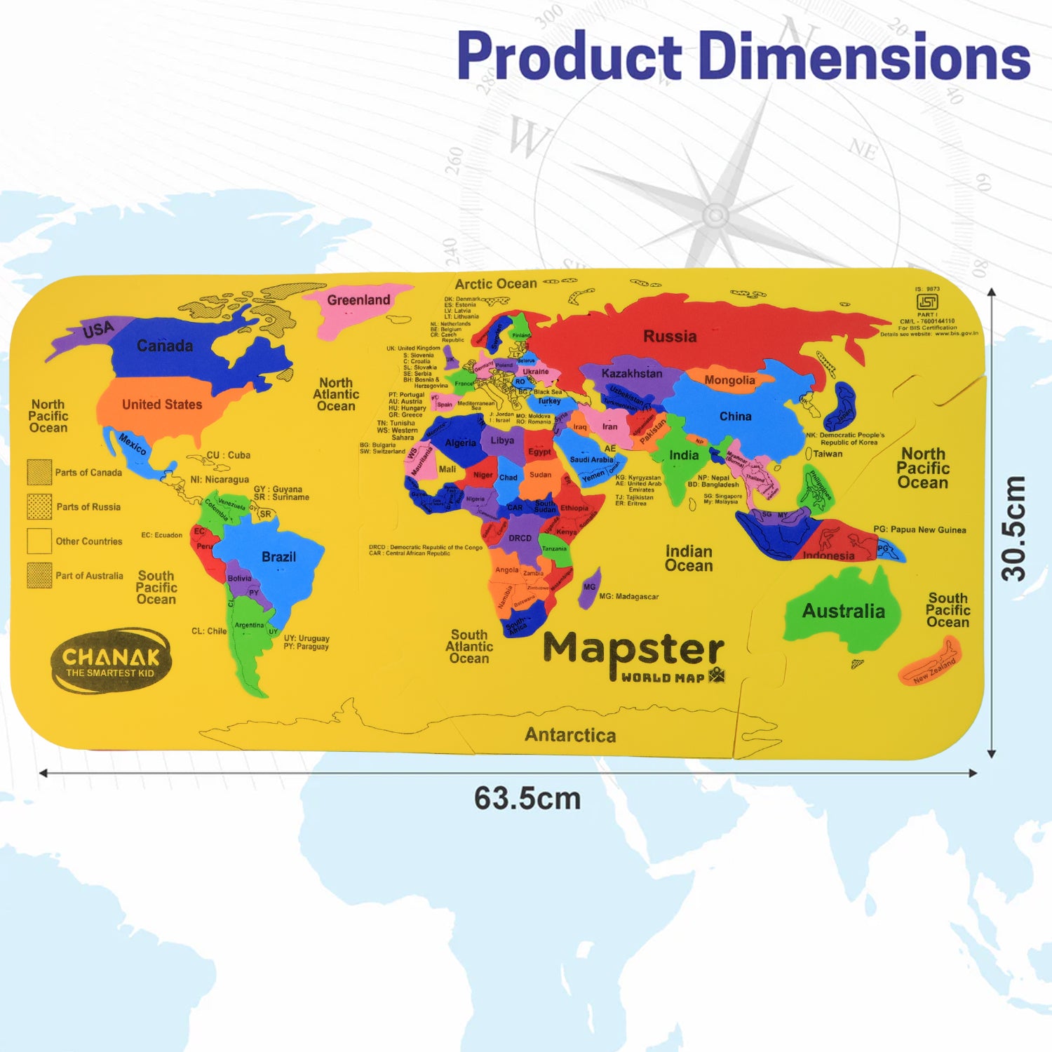 Wukusy Aditi Mapster World Map Eva foam puzzle set for kids, featuring colorful puzzle pieces of a world map.