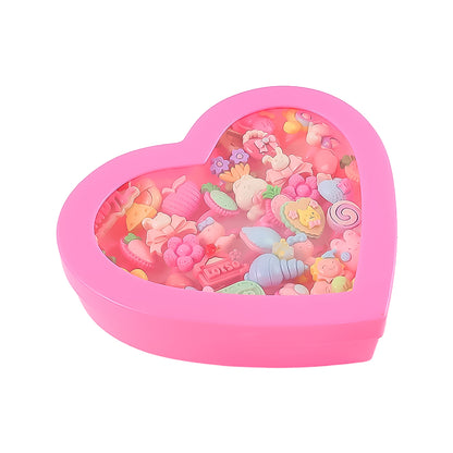 Set of 35 colorful playful decorative toy rings for children, stored in a heart-shaped box, by Wukusy.