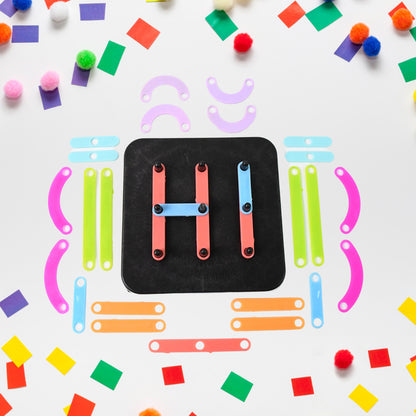 Wukusy alphabet construction puzzle featuring colorful alpha and numeric blocks for educational play and skill development.