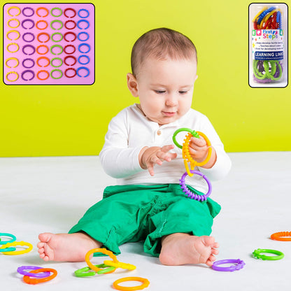Wukusy Baby Learning Links Educational Toy 36-piece set with colorful plastic links and rings for developmental play.