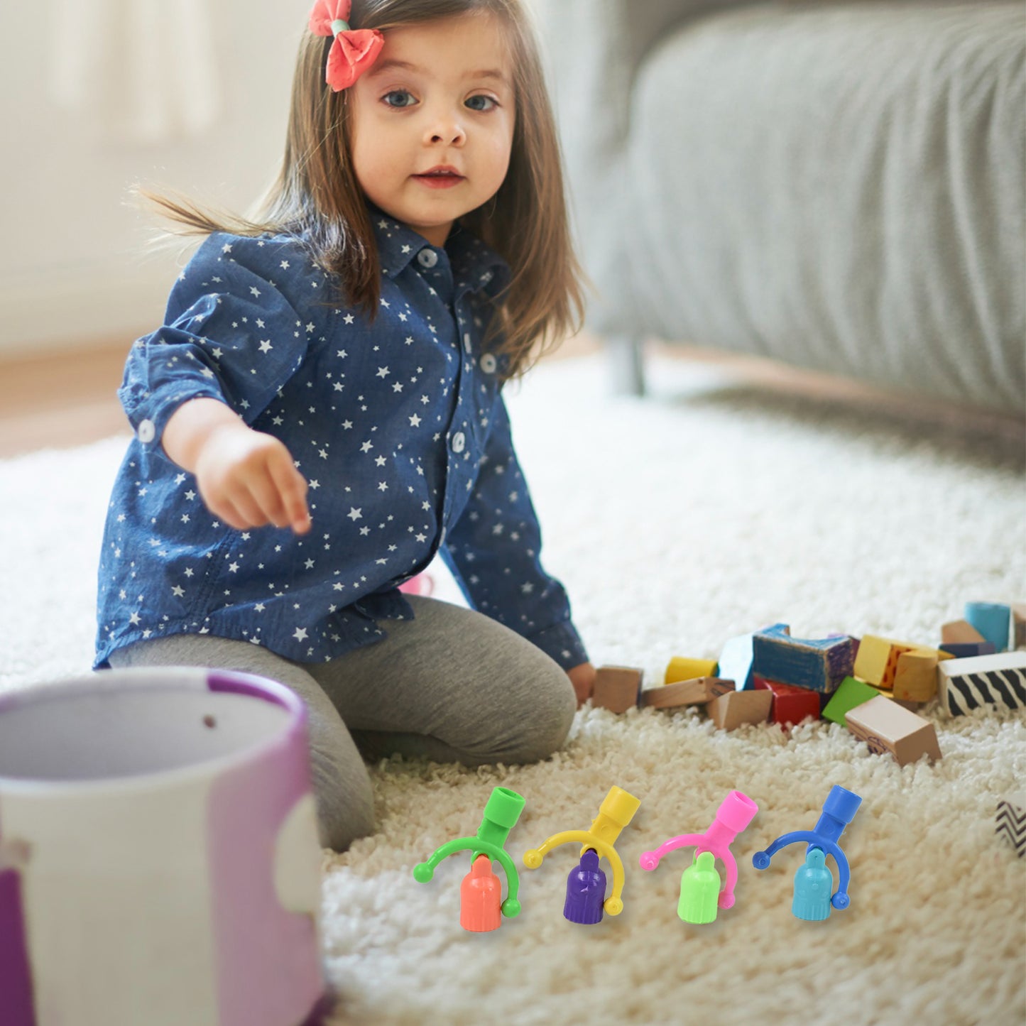 Bell shape Wukusy pencil top toy in mixed colors, perfect for decorating pencils and adding fun to school supplies.
