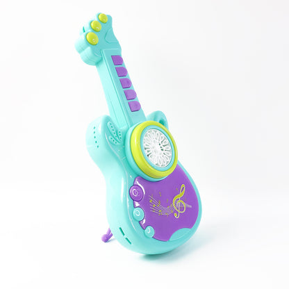 Electric guitar-shaped bubble machine set by Wukusy, a fun toy that creates bubbles with an automatic, guitar-inspired design.