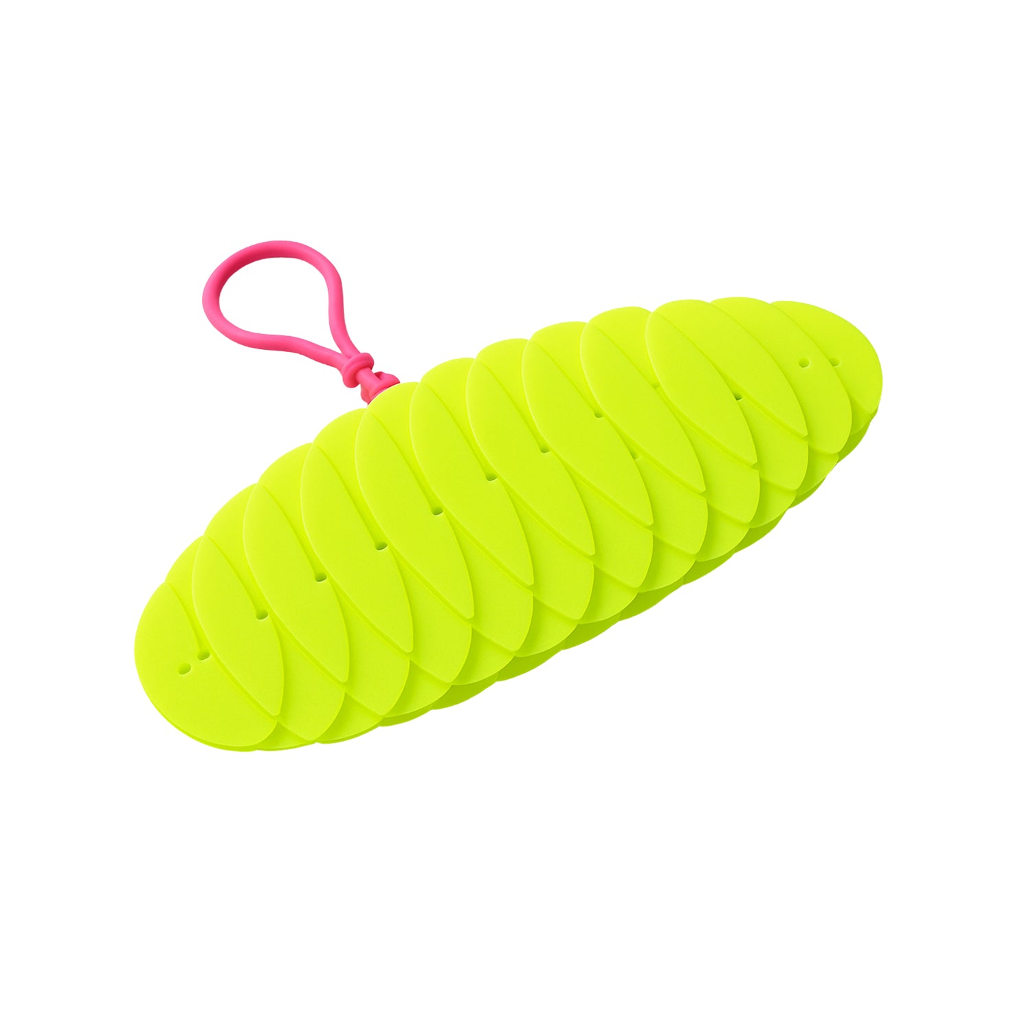 Flexible plastic worm fidget toy by Wukusy, a colorful, bendable toy designed for sensory and stress relief.