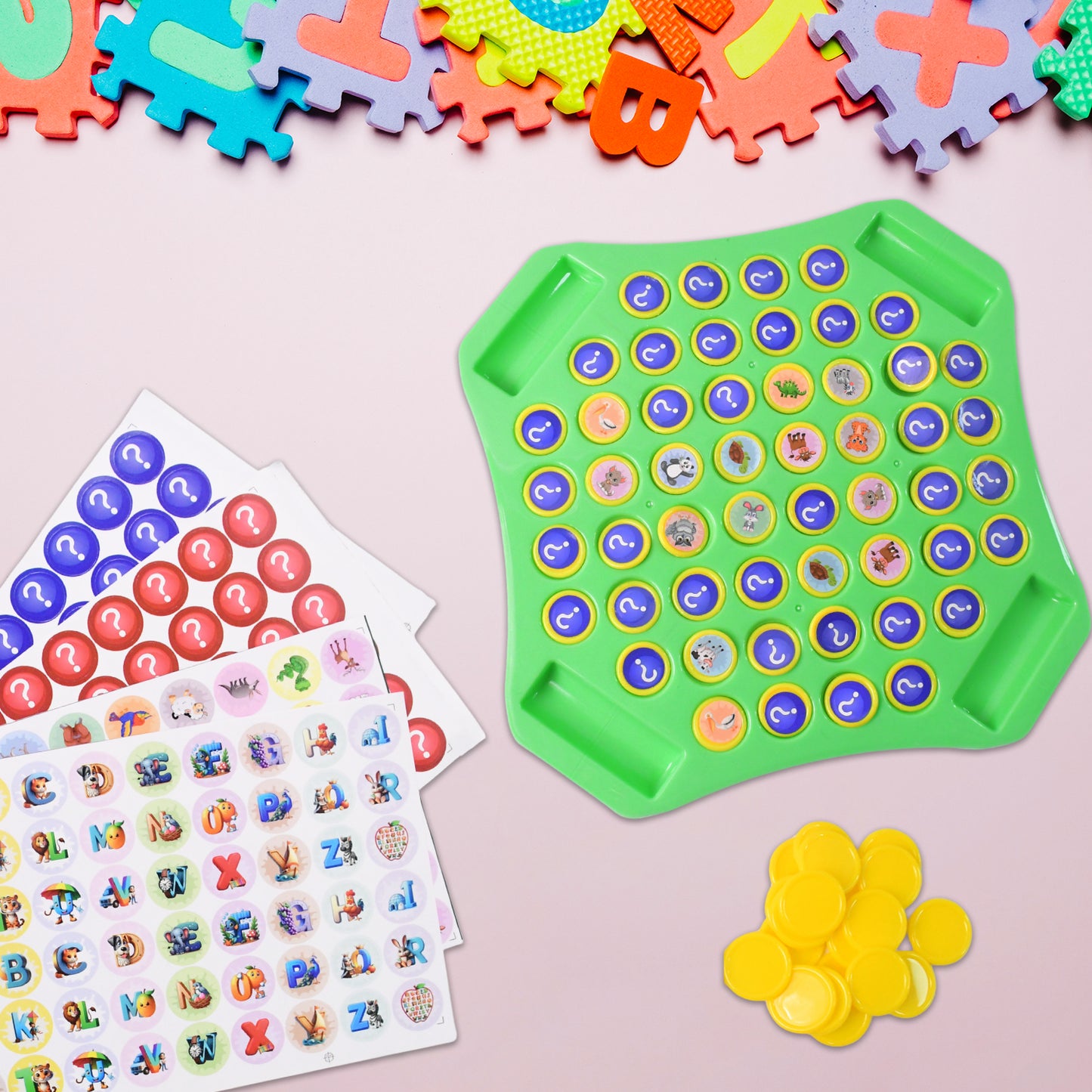 Wukusy Flip Match Educational Puzzle Game Toy set featuring colorful images and matching cards for kids' learning fun.