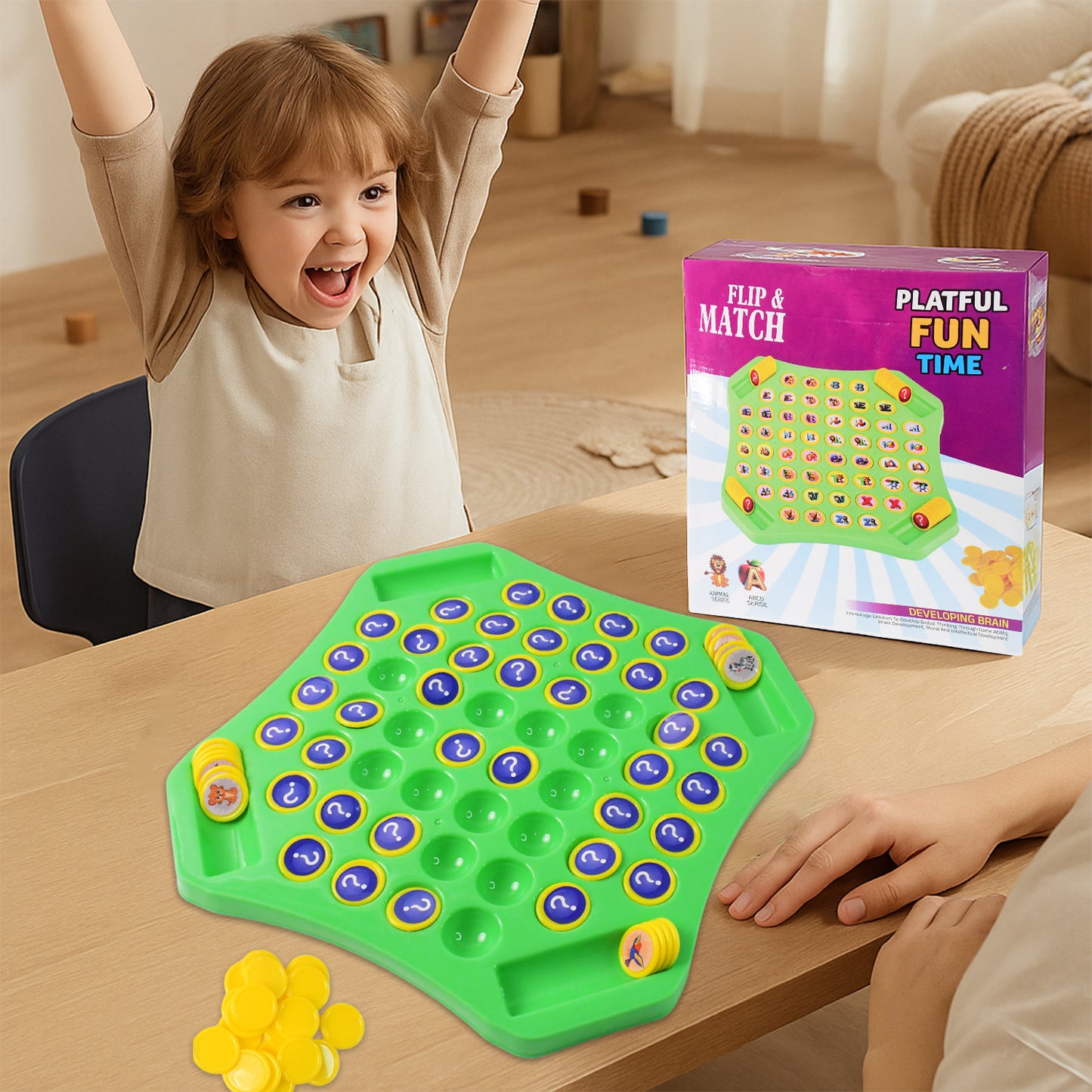 Wukusy Flip Match educational puzzle game toy set featuring colorful pieces designed for kids' learning and play.
