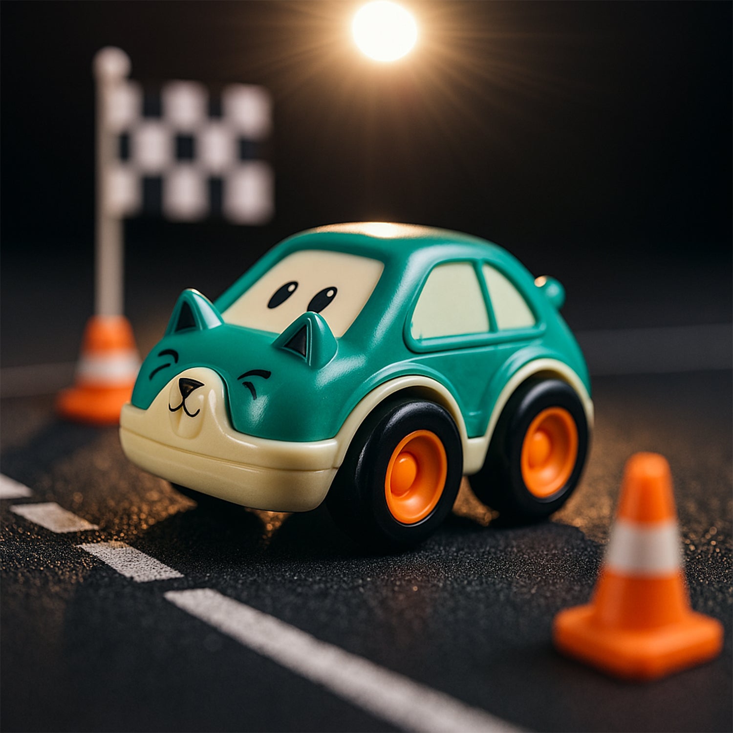 Set of four Funwoods Animal Cartoon Pull-back Toy Cars by Wukusy, colorful miniature toy cars for kids.
