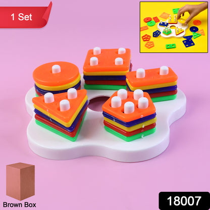 Wukusy geometric stacking sorter puzzle toy with colorful shapes for children to sort and assemble.