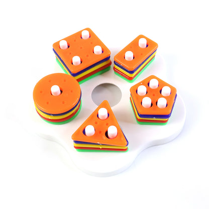 Wukusy geometric stacking sorter puzzle toy with colorful shapes for kids' developmental play and fine motor skills.
