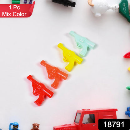 Colorful gun-shaped pencil top toy for kids by Wukusy, featuring a small gun design and mixed vibrant colors.