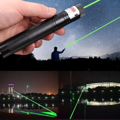 Wukusy high-power green laser pointer set for toys, featuring multiple laser devices with vibrant green beams.