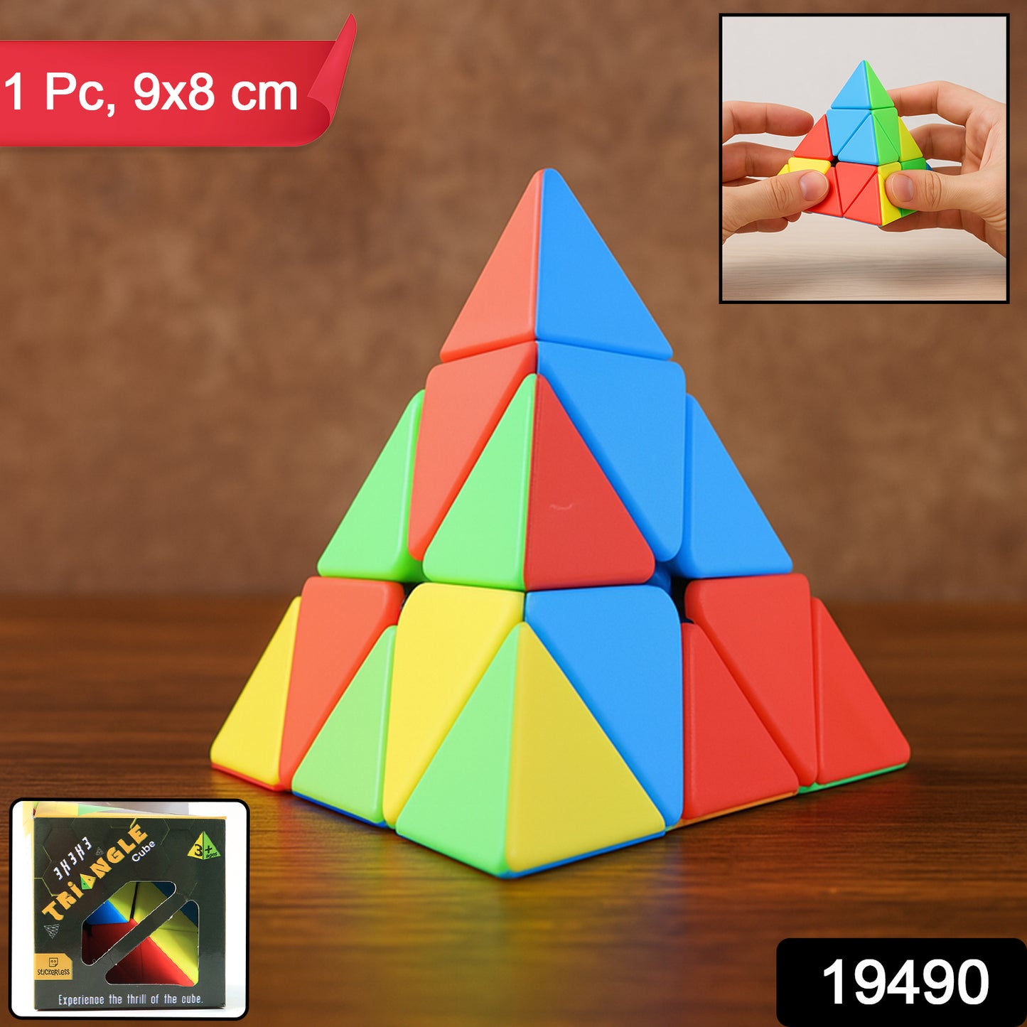 Wukusy high-speed triangle puzzle cube toy with colorful interlocking plastic pieces, designed for challenging puzzle solving.