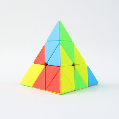 Wukusy high-speed triangle puzzle cube toy with vibrant colors, designed for fun and brain teaser challenges, 1 piece.