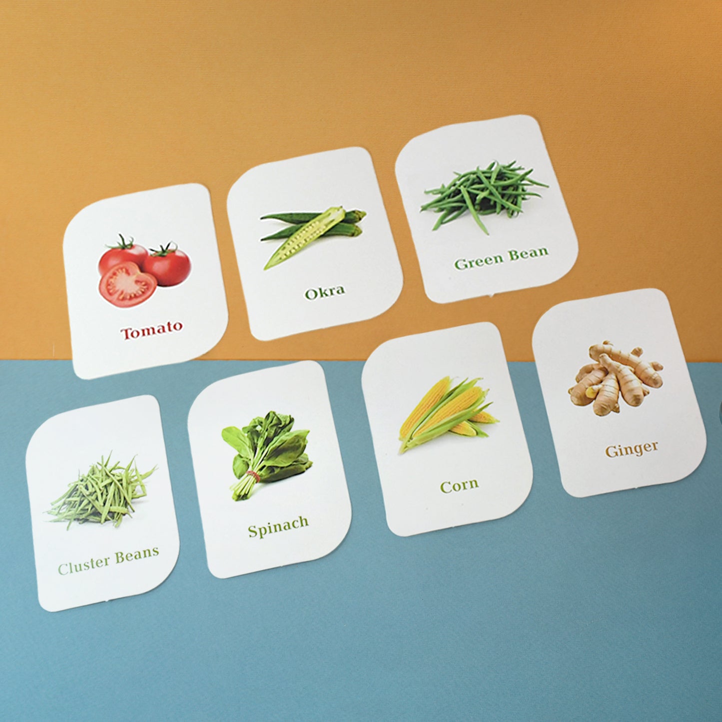 Wukusy Kidkraft 32-piece educational vegetable flash cards set featuring colorful vegetable illustrations for kids' learning toys.