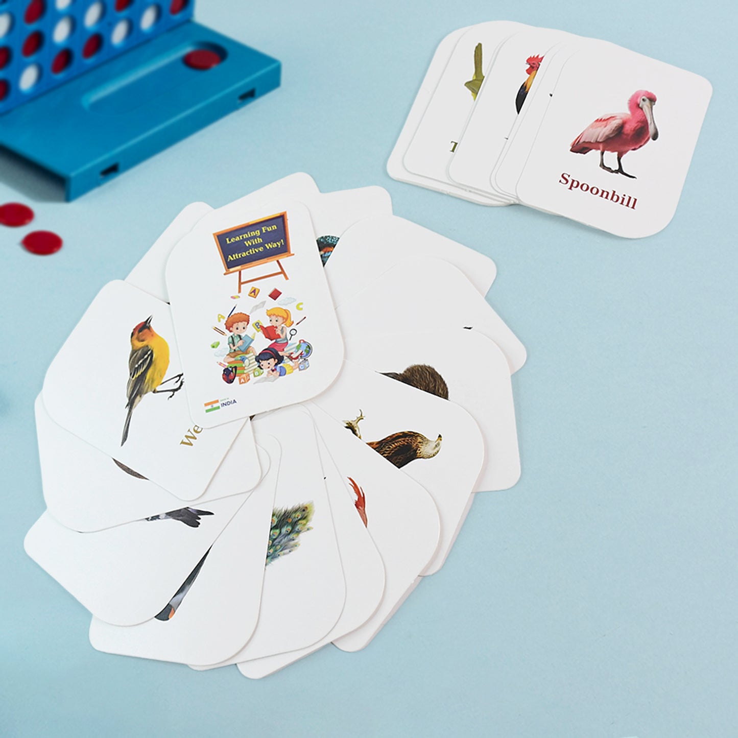Wukusy Kidkraft Early Learner educational flashcards featuring 32 colorful bird illustrations for kids' learning toys.