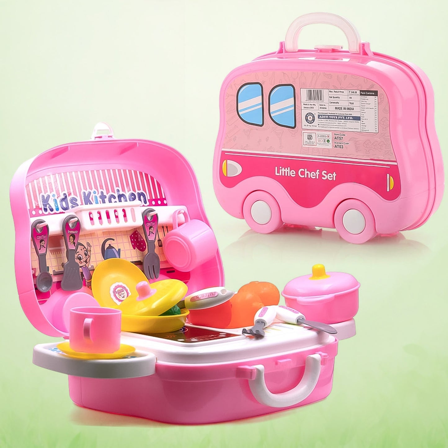 Wukusy kitchen pretend play set for kids girls, 23-piece toy cooking set with utensils and accessories for imaginative play