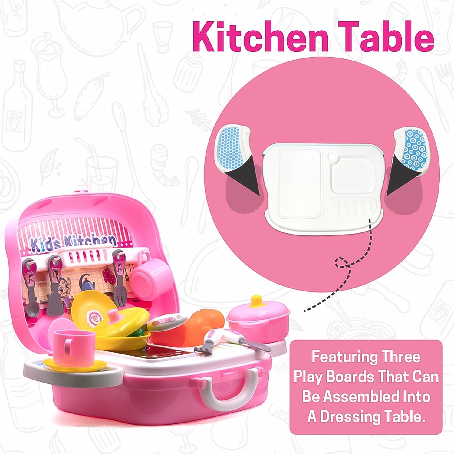 Wukusy kitchen play set for kids girls with 23 pretend cooking toys and accessories for imaginative play.