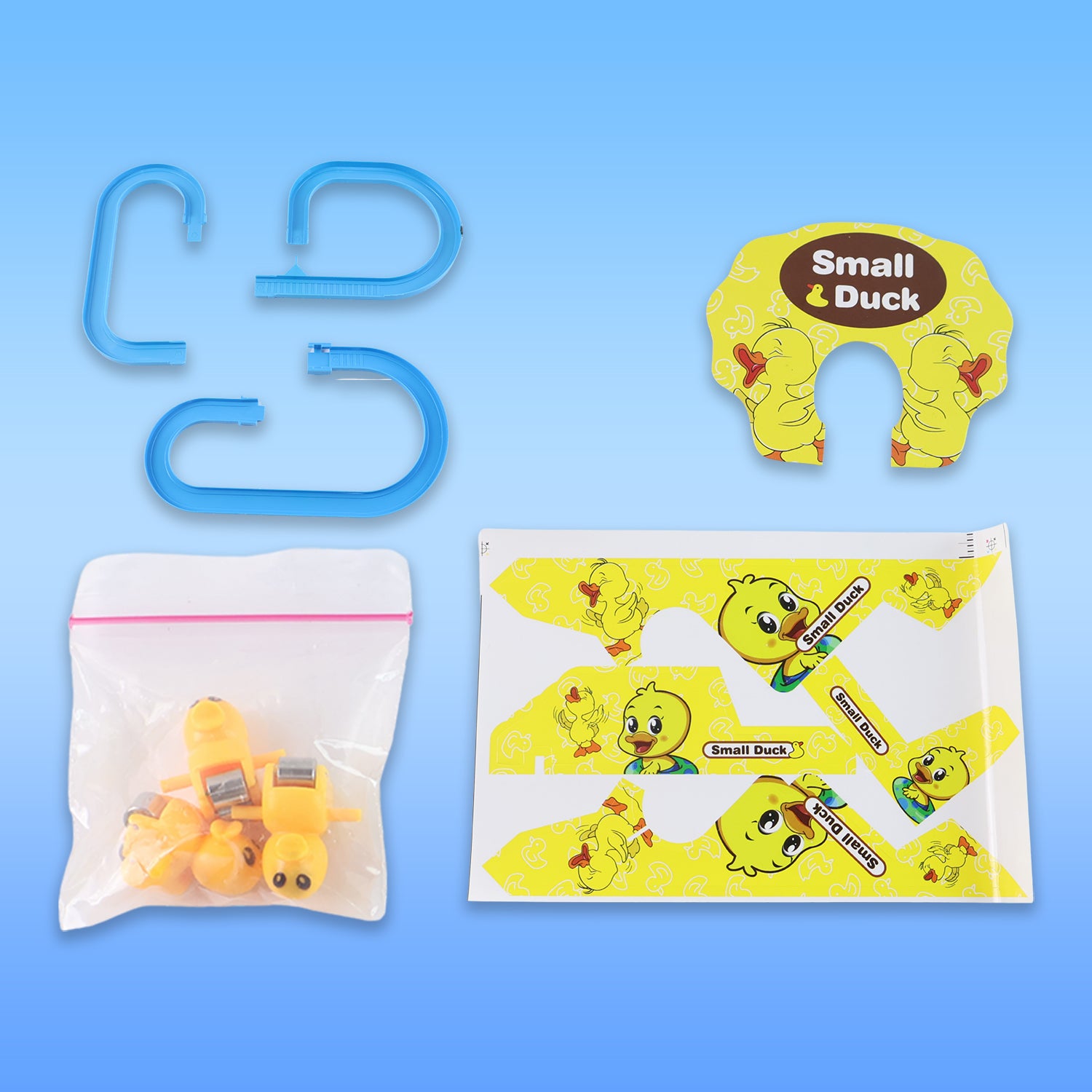 Wukusy Lala Small Duck Climb Stairs Toy Roller Coaster with flashing lights and music, featuring three colorful rubber ducks.