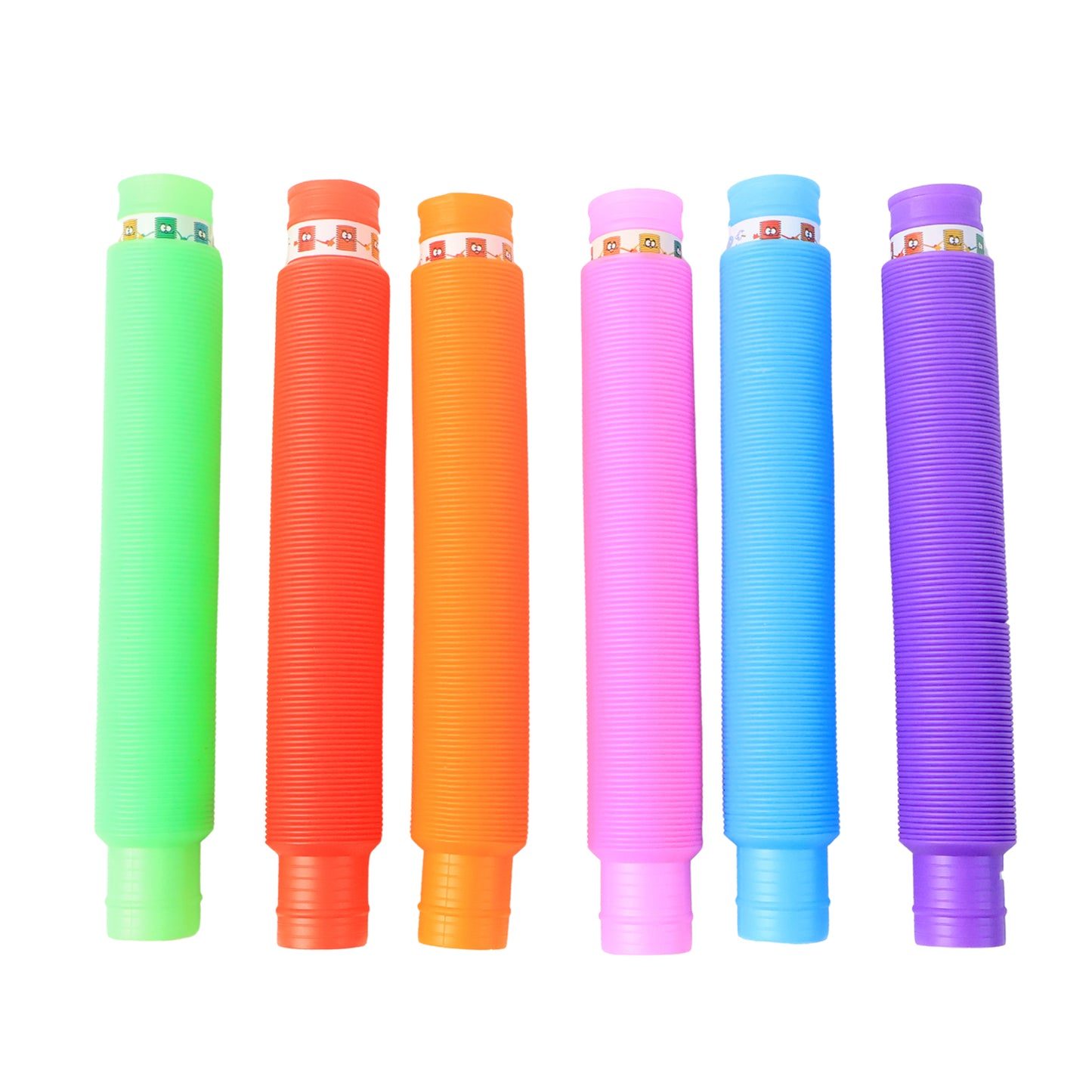Wukusy LED Glow Pop Tube Fidget Toy in mixed colors, flexible and fun sensory toy for stress relief and entertainment.