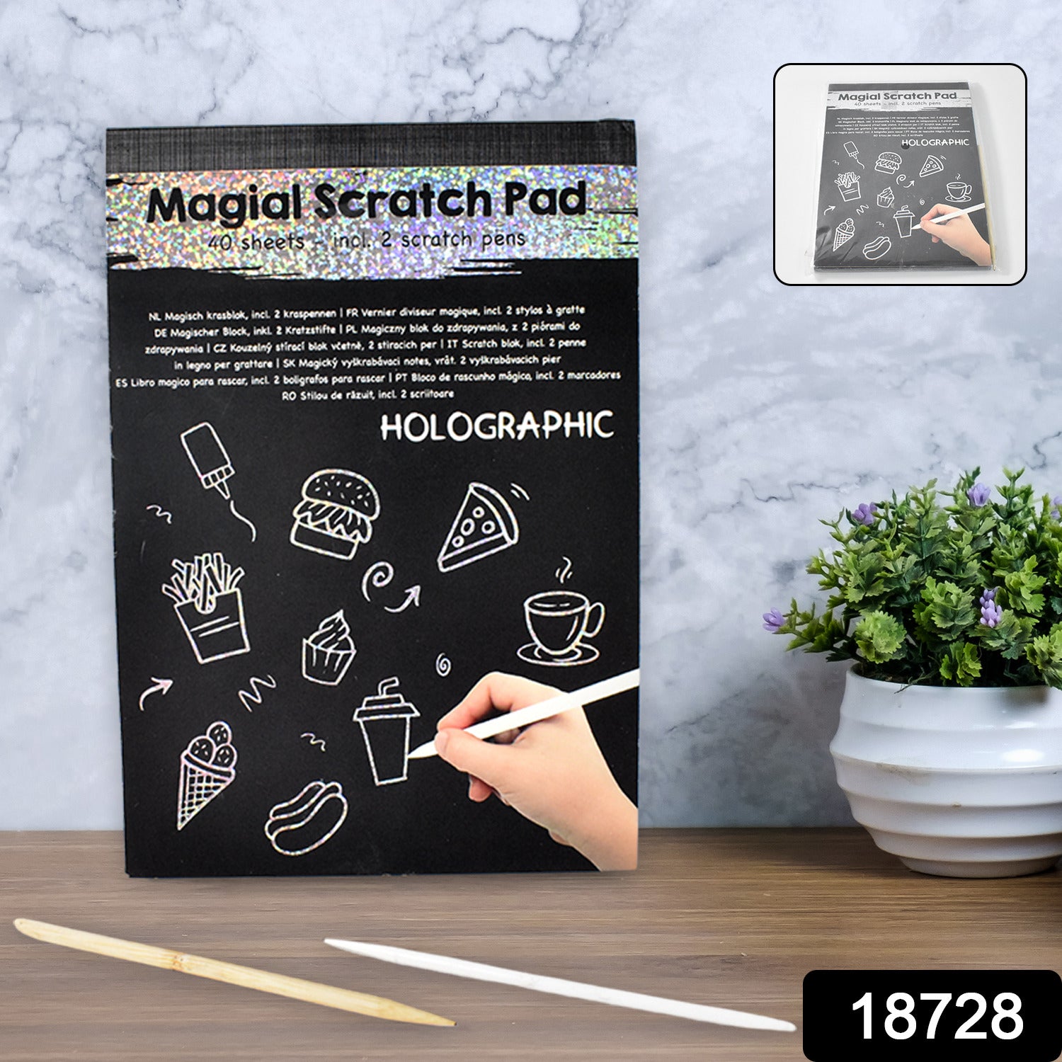 Wukusy magical scratch art book for girls and boys, featuring 40 sheets of colorful designs and creative artwork toys.