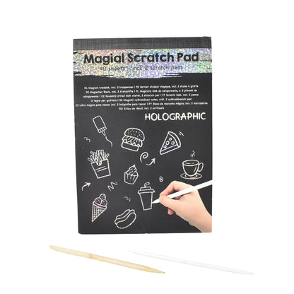 Wukusy Magical Scratch Art Book for Girls and Boys, 40 sheets, colorful designs for creative gift fun for children.