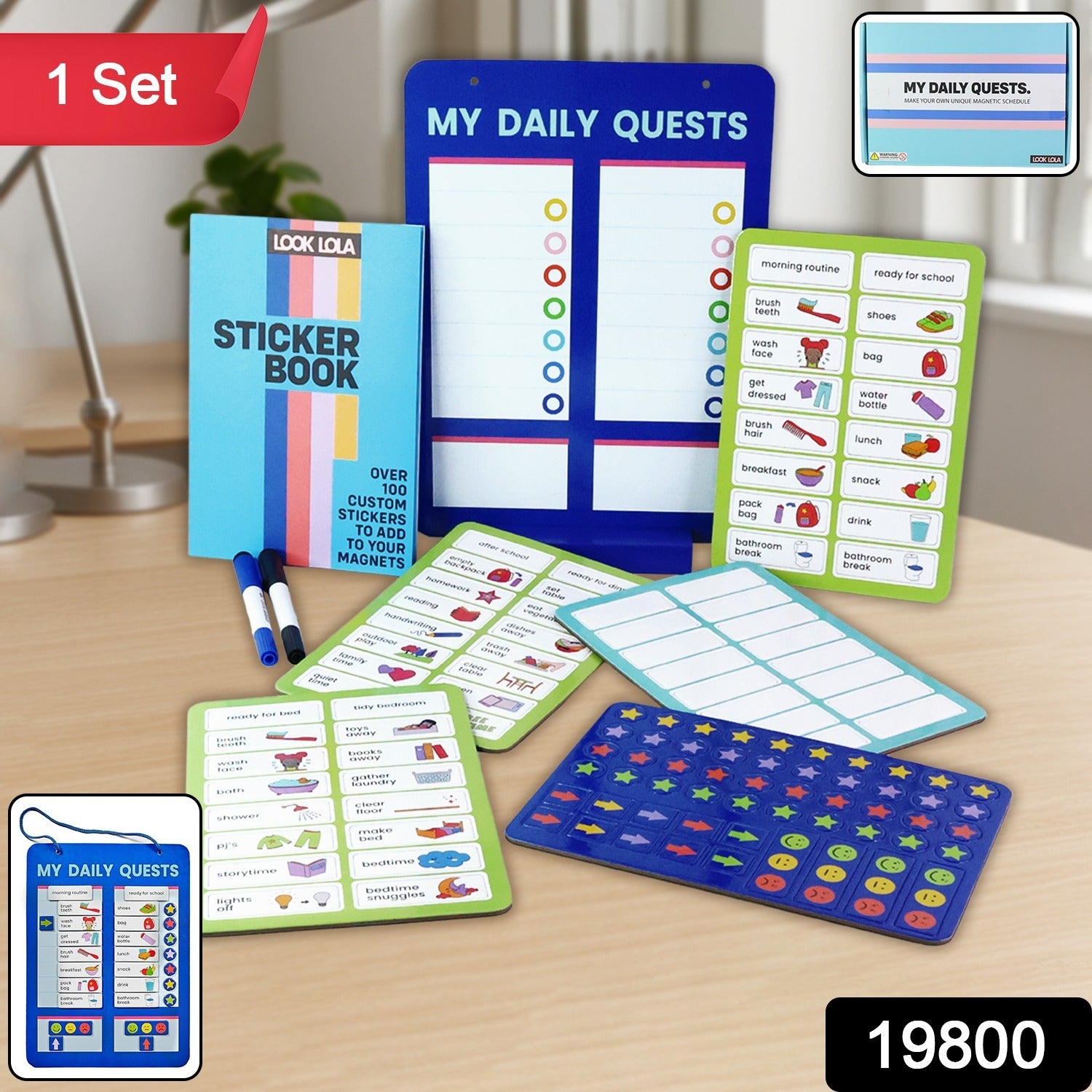 Wukusy Magnetic Board Sticker Book with activity cards for kids, featuring colorful magnetic scenes and reusable stickers.