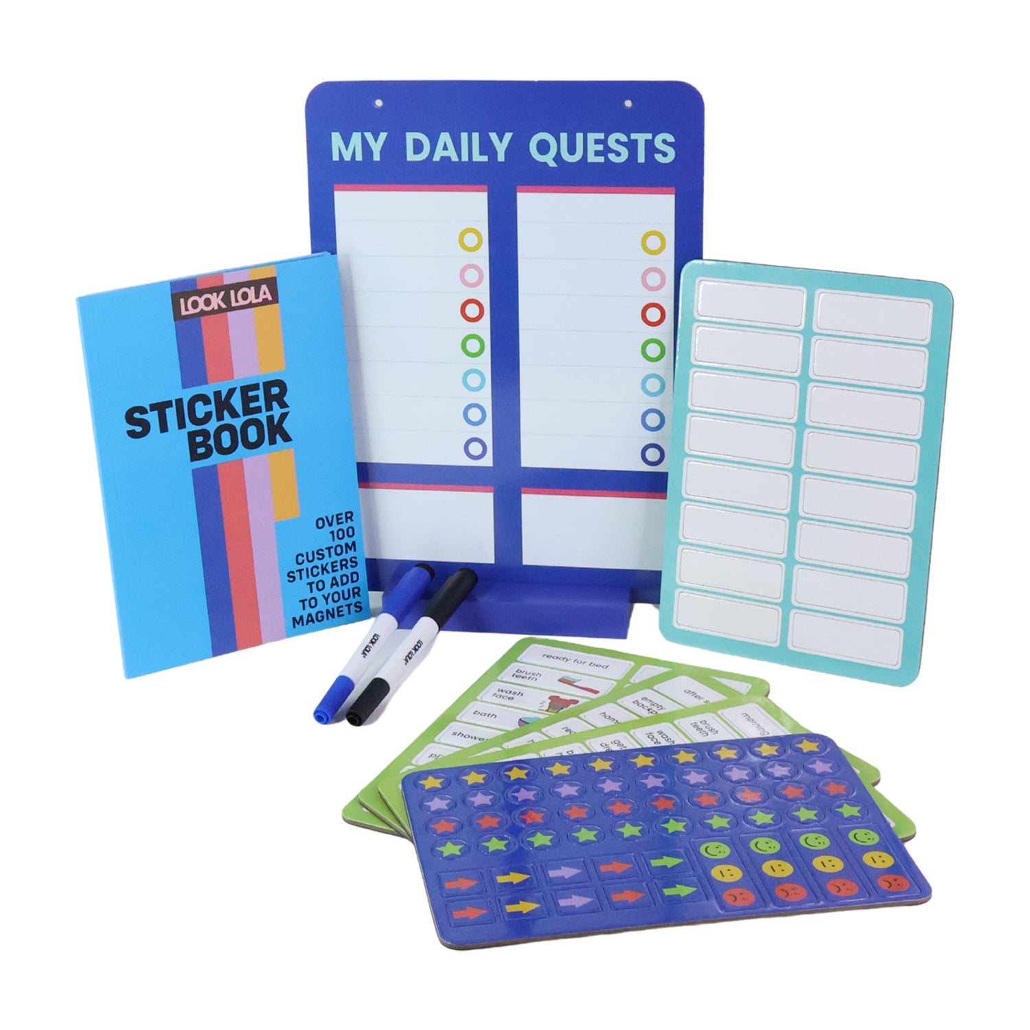 Wukusy Magnetic Board Sticker Book with activity cards, colorful toy set for creative play and learning.