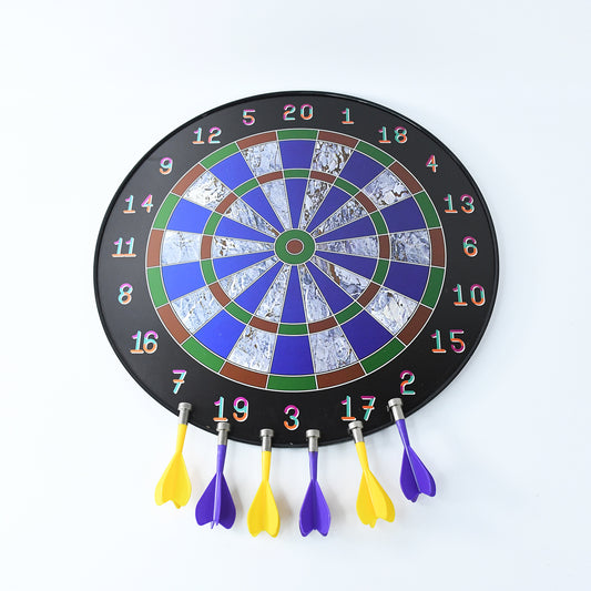 Wukusy magnetic dart board game set with six soft-tip darts, featuring colorful target areas and a sturdy playing surface.