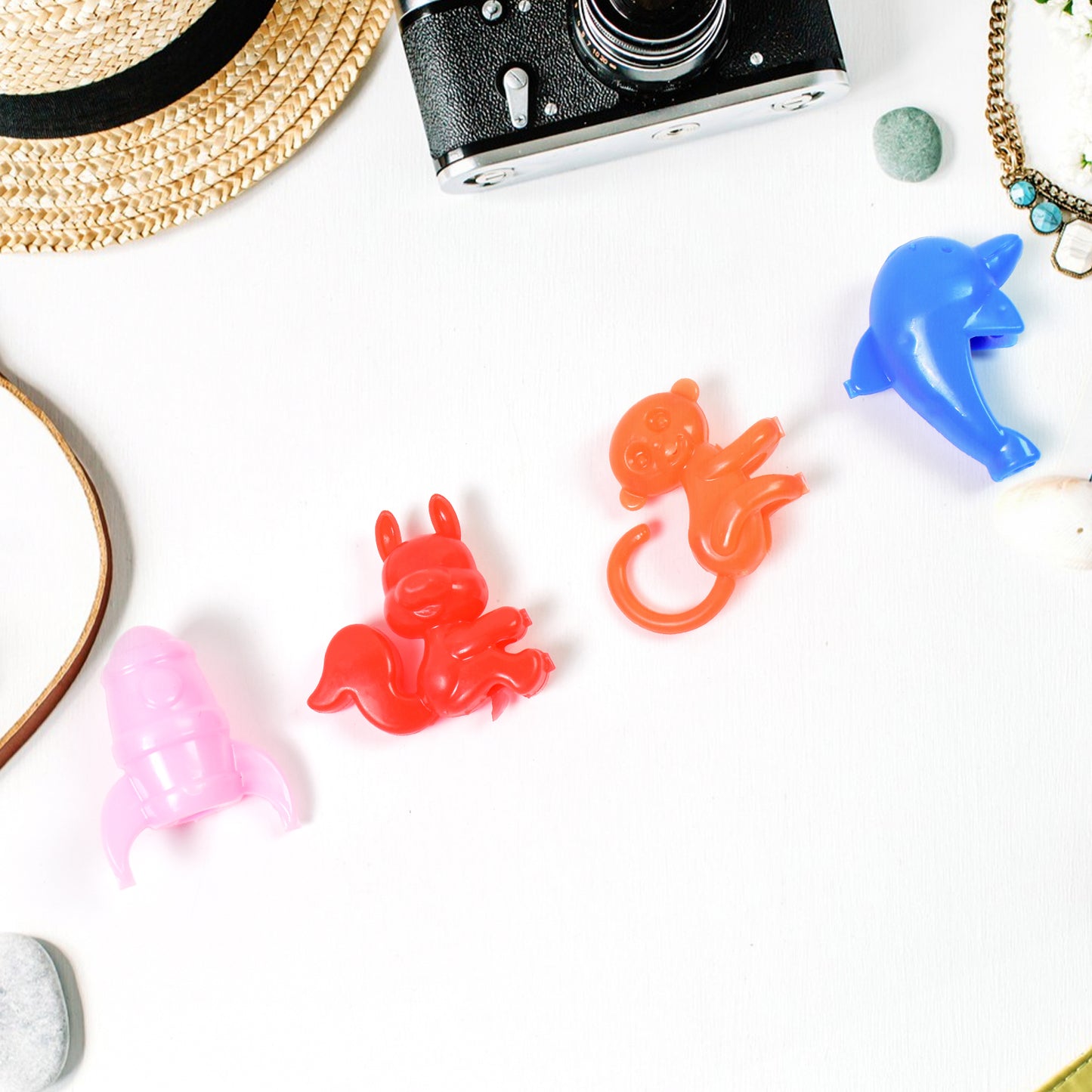 Wukusy mix character monkey, fish, and cat pencil top toy in various colors, perfect for office or school supplies.