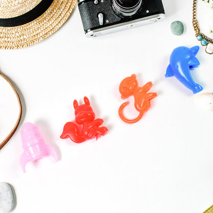 Wukusy mix character monkey, fish, and cat pencil top toy in various colors, perfect for office or school supplies.