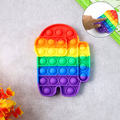 Wukusy Premium Astronaut Silicone Pop It Fidget Toy showing colorful silicone bubbles on a space-themed astronaut design.