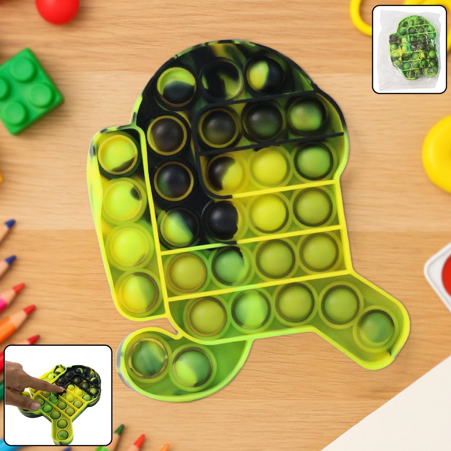 Wukusy Premium Astronaut Silicone Pop It Fidget Toy, colorful and flexible, designed for stress relief and sensory play.