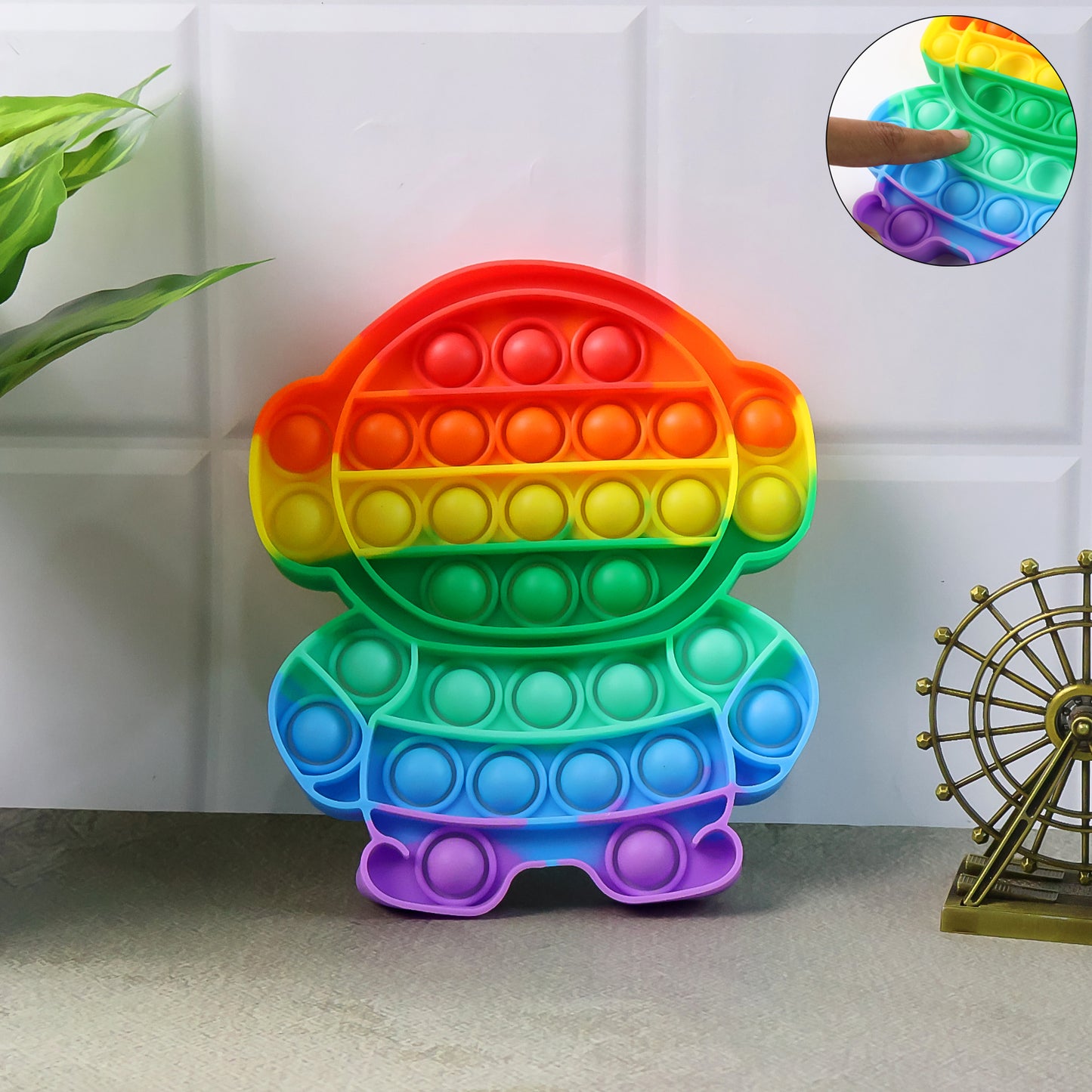 Wukusy Premium Astronaut Silicone Pop It Fidget Toy on white background, colorful silicone bubbles for stress relief and sensory play.