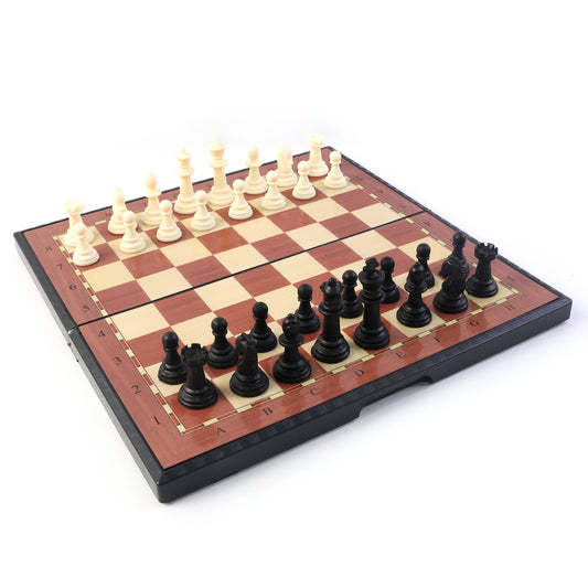 Wukusy Premium Portable Chess Set with plastic chess pieces, compact design for travel and indoor play.