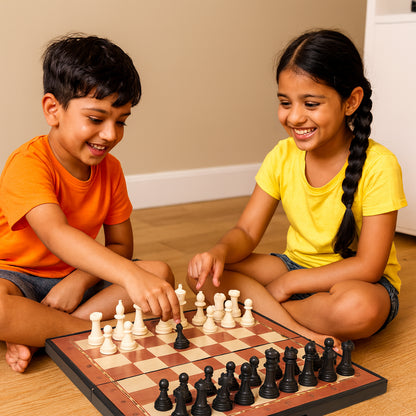 Wukusy premium portable plastic chess set with chess pieces and board, ideal for travel and outdoor play.