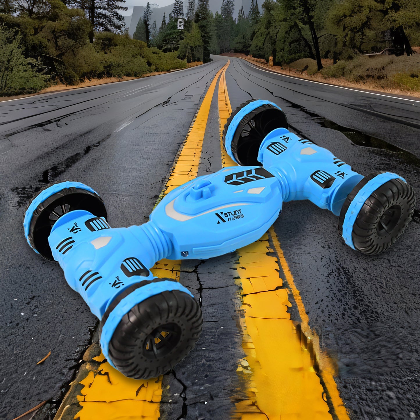 Wukusy remote control stunt car toy with colorful design, ready for indoor and outdoor fun and high-speed action.