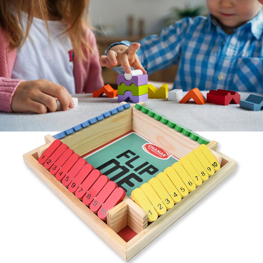 Wukusy Shut The Box dice game set with wooden tiles and dice, a classic multiplayer toy for family and game nights.