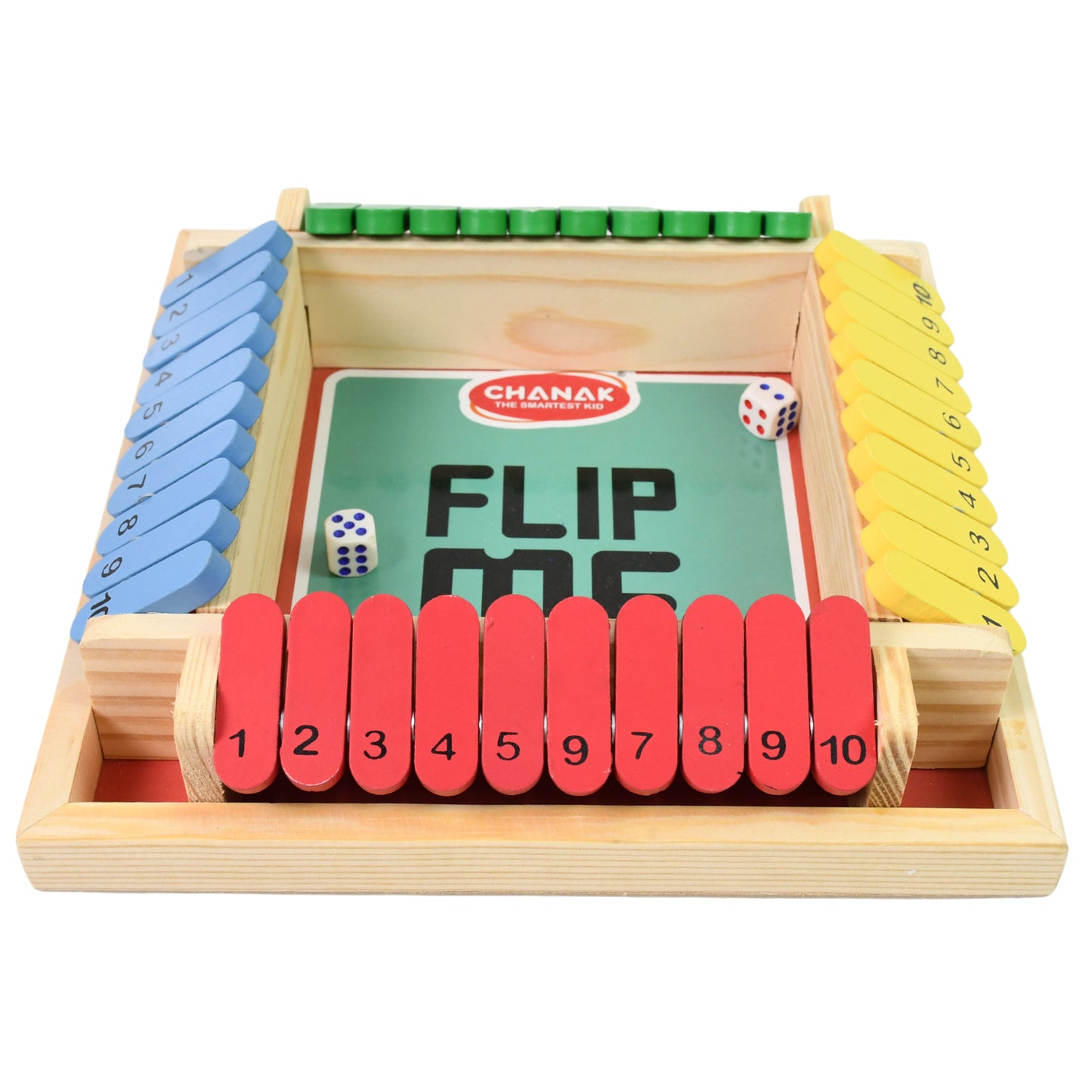 Wukusy Shut The Box dice game set with wooden tiles and dice for classic multiplayer fun, ideal for family and party gameplay.