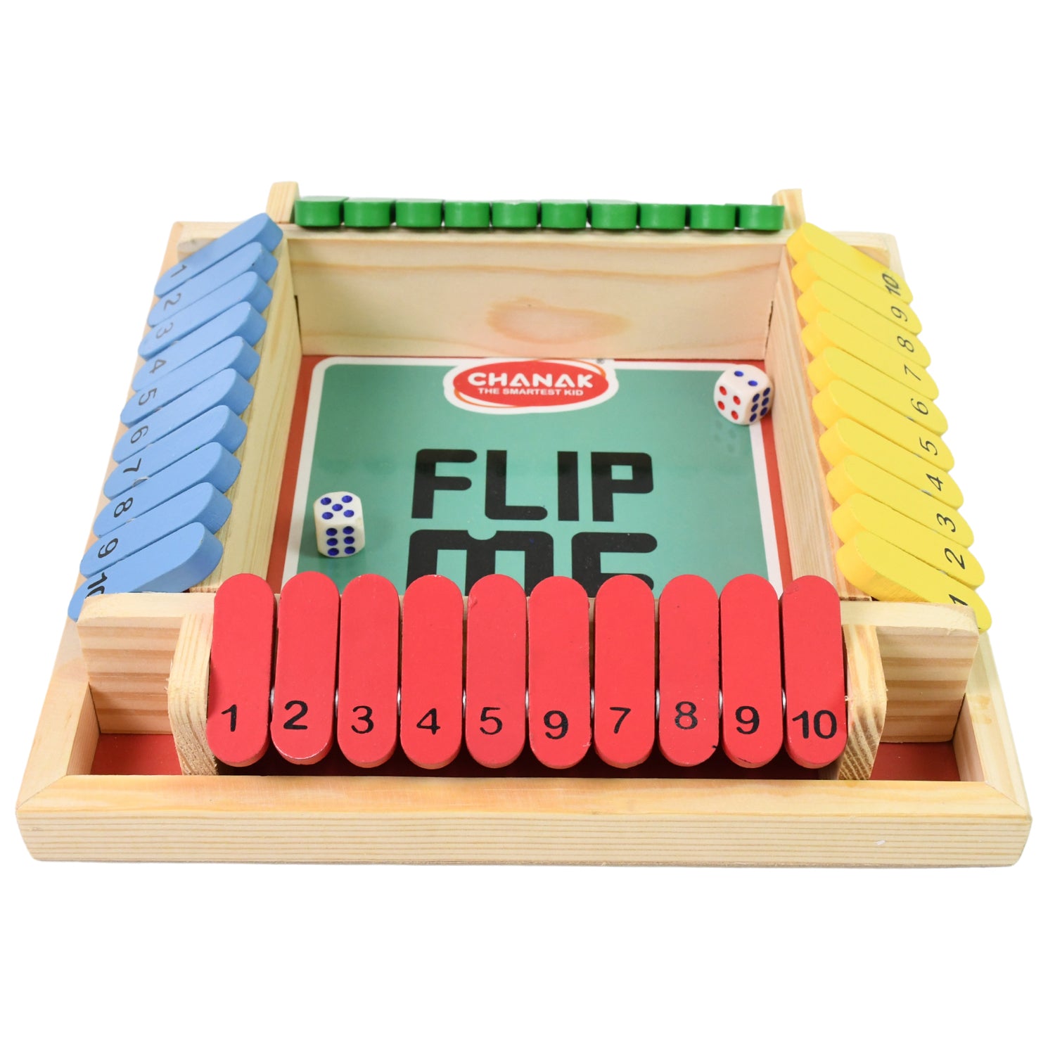 Wukusy Shut The Box dice game set with wooden tiles and dice for classic multiplayer fun, ideal for family and party gameplay.