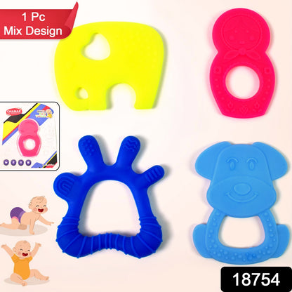 Wukusy silicone baby teether pack with mixed colorful designs, soft and safe for soothing infants' gums.
