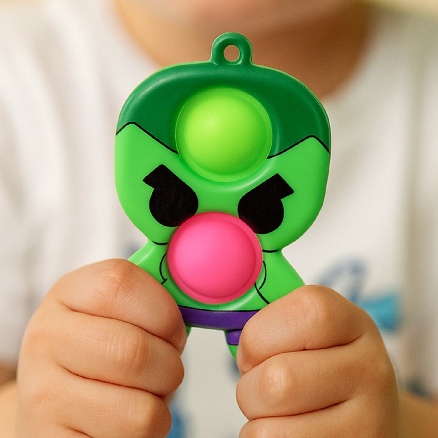 Wukusy silicone Pop It fidget toy with keychain clip, colorful silicone bubbles for stress relief and sensory play.