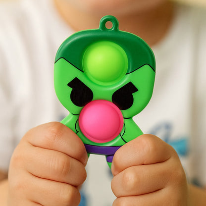 Wukusy silicone Pop It fidget toy with keychain clip, colorful silicone bubbles for stress relief and sensory play.