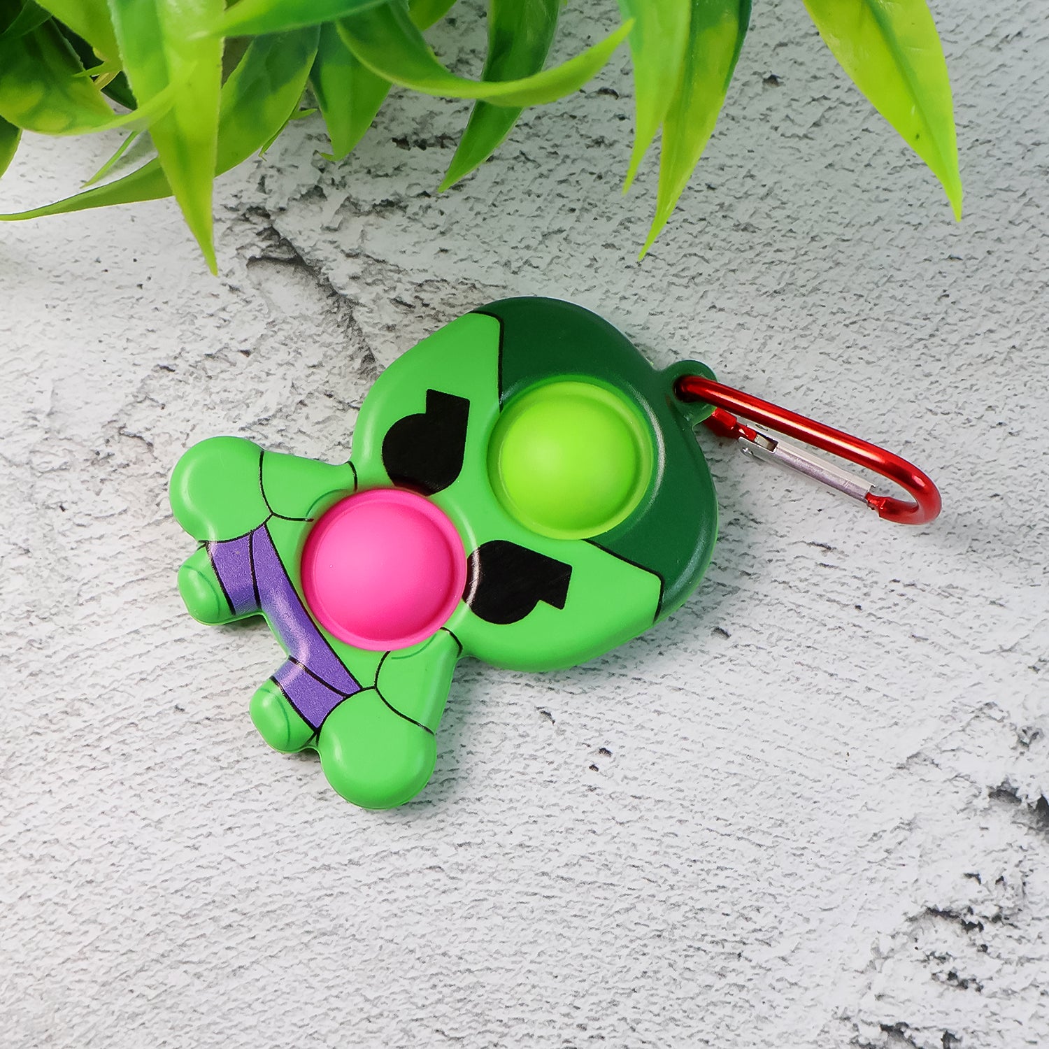 Wukusy silicone Pop It fidget toy with keychain clip, colorful silicone bubble sensory toy for stress relief and fun.