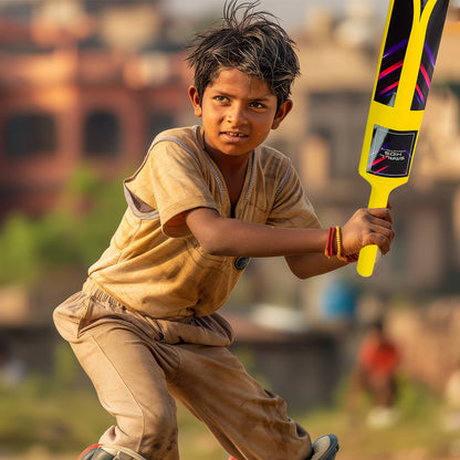 Wukusy small cricket kit for boys and girls with cricket bat, plastic ball, bails, three stumps, and stand base, toy sports set.