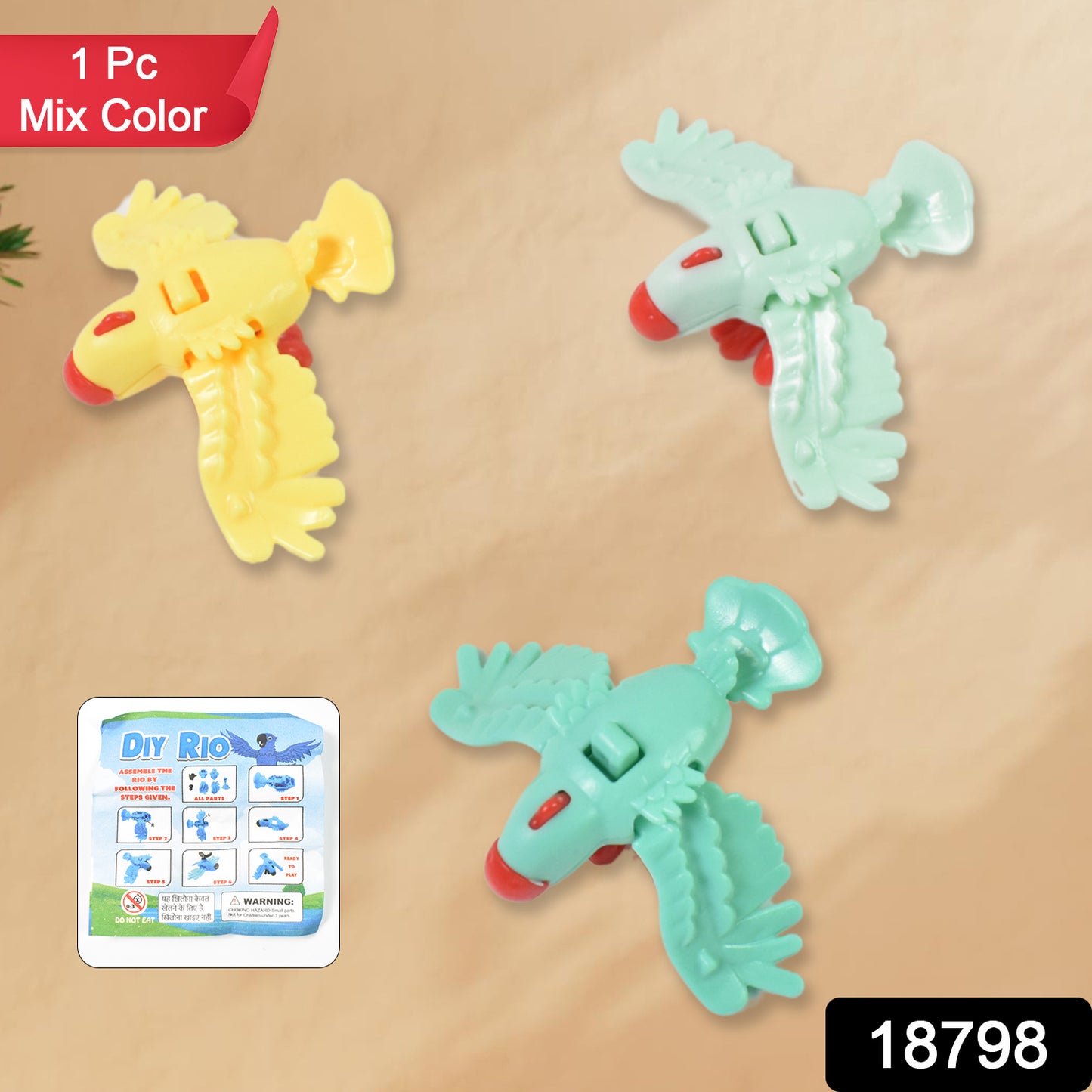 Colorful small DIY Rio Birds toy by Wukusy for children aged 3-6 years, featuring a mix of vibrant bird designs.