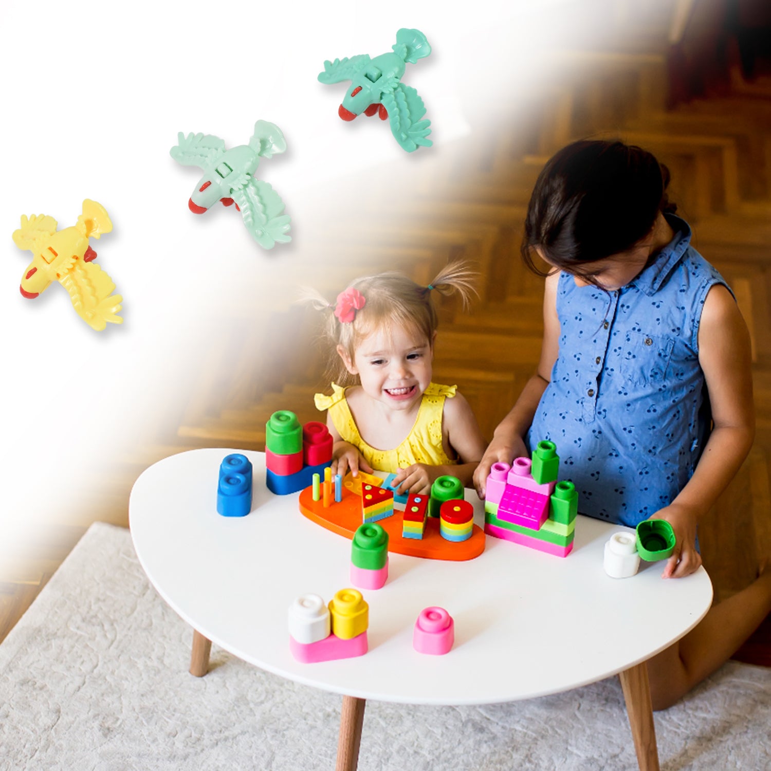 Colorful small Diy Rio Birds toy by Wukusy, designed for children aged 3-6 years, featuring a mix of vibrant bird figures.